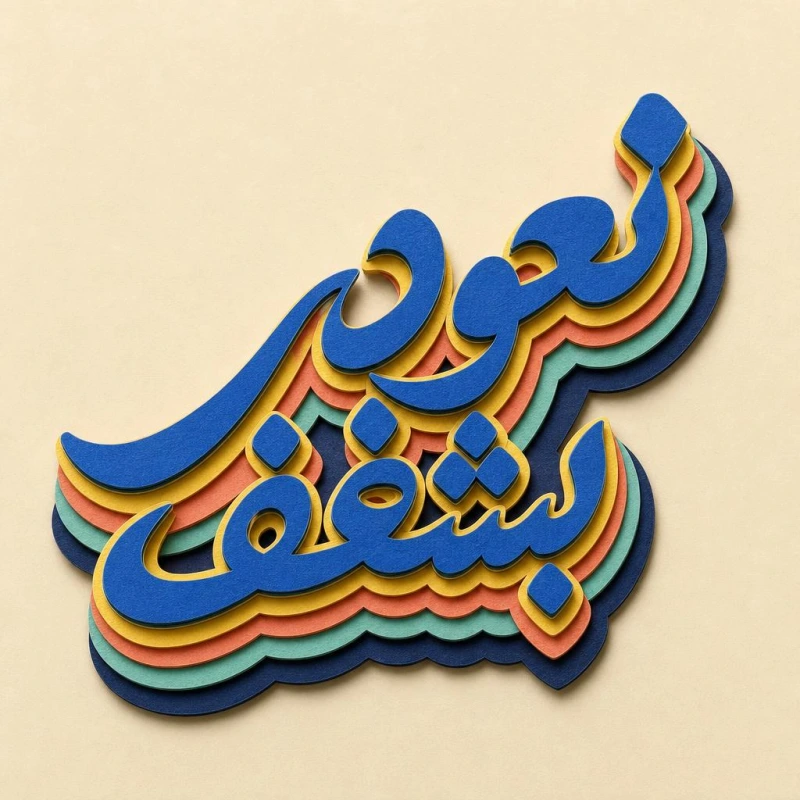 “نعود بشغف” in an AI calligraphy style in Andalusi