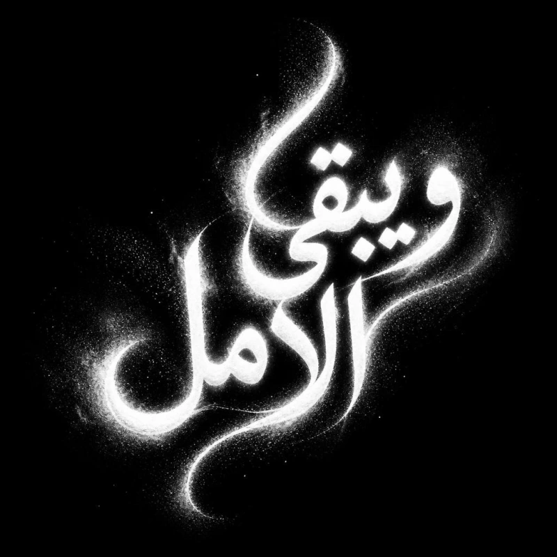 “ويبقى الأمل” in an AI calligraphy style in Andalusi